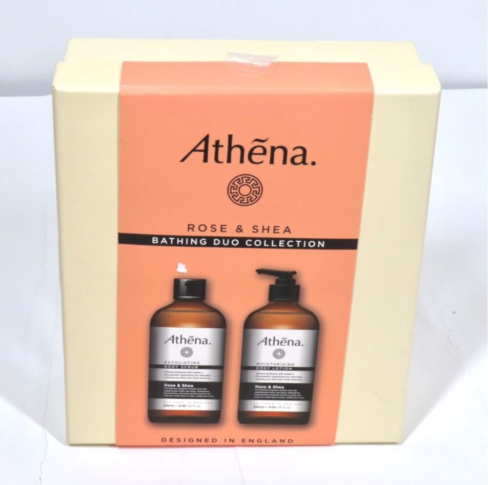 Athena Rose & Shea Bathing Duo Collection ~ Exfoliating Body Scrub & Lotion NIB